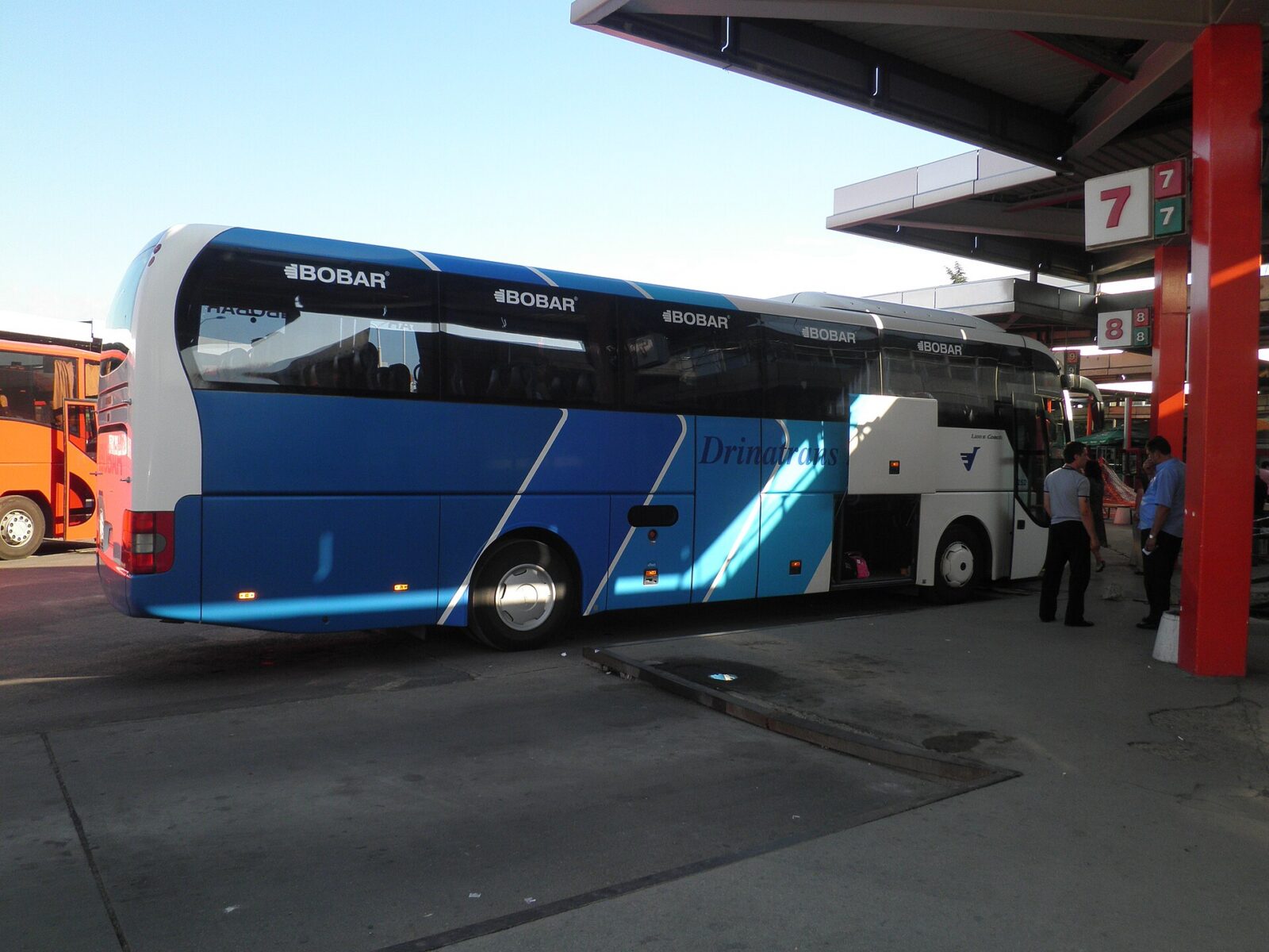 An intercity coach parked at Nis's bus station