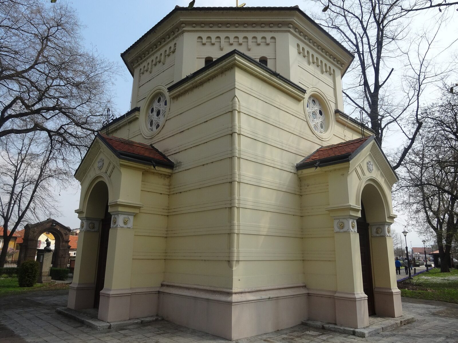 The Skull Tower chapel building in Nis, seen from a different angle in its park