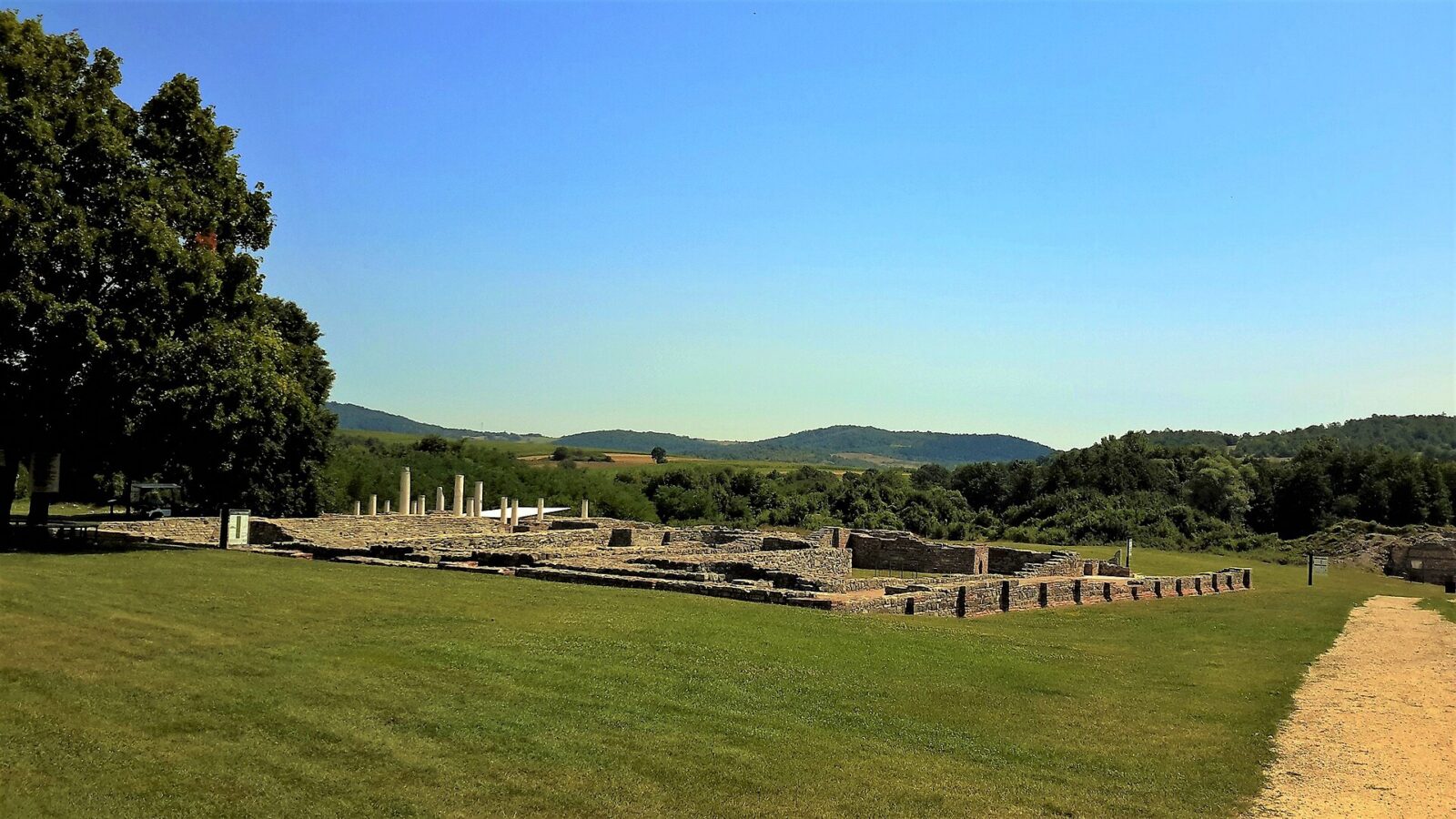 The palace ruins at Felix Romuliana, with the rolling countryside around Gamzigrad beyond