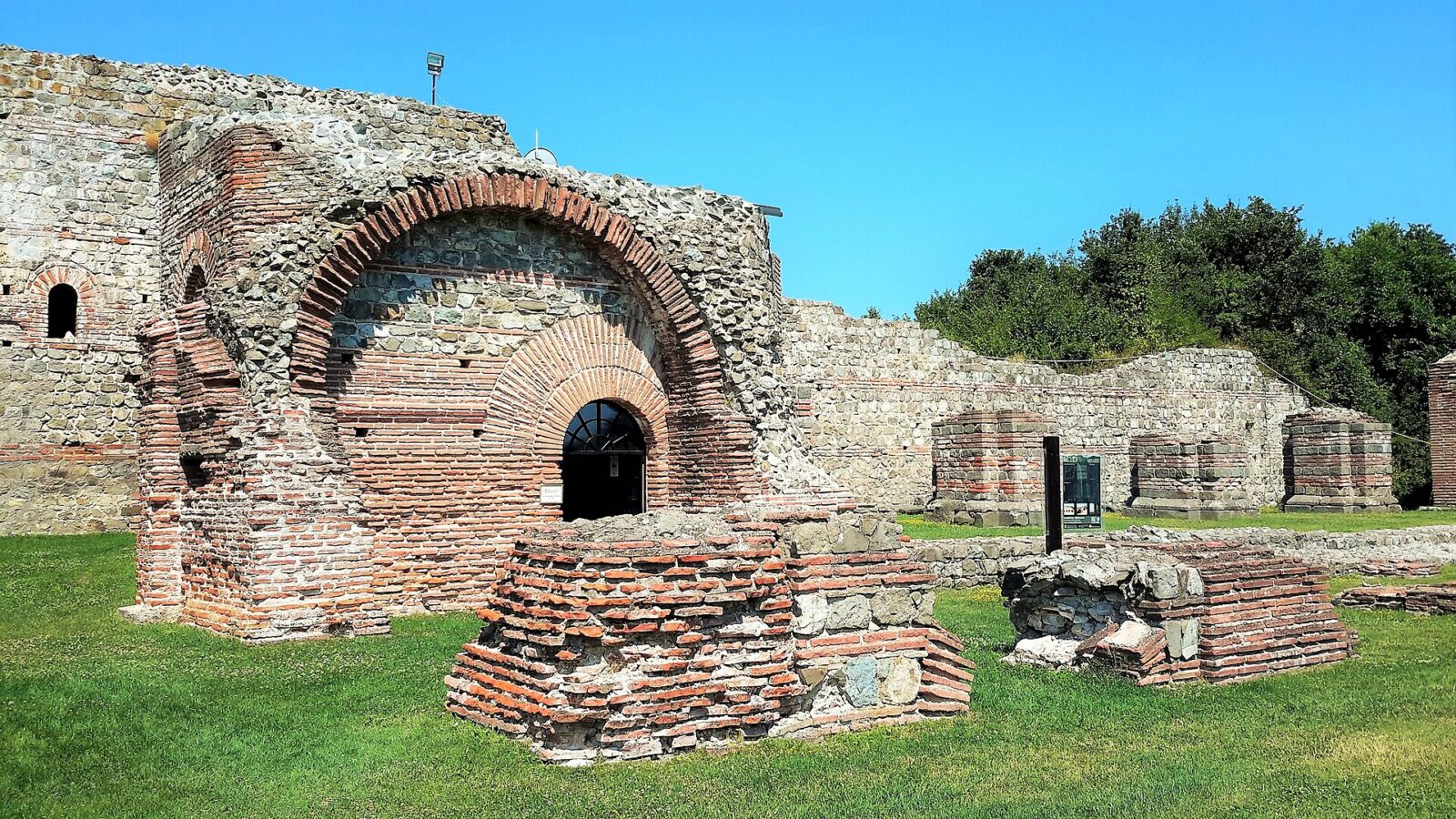 Wall foundations and remains within Felix Romuliana's fortified palace