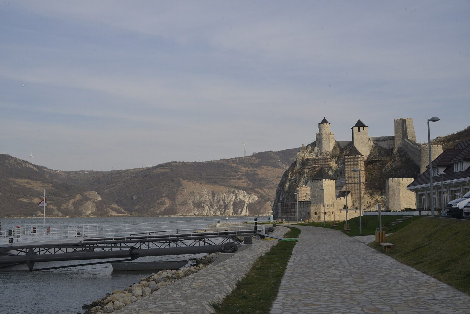 Golubac fortress and its riverside towers rising above the Danube