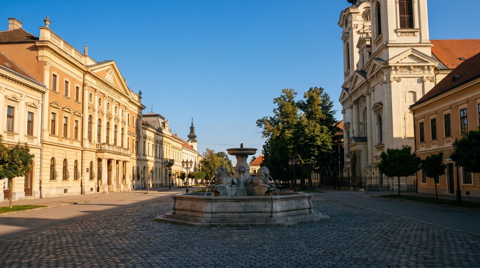 The central square of Sremski Karlovci with its fountain