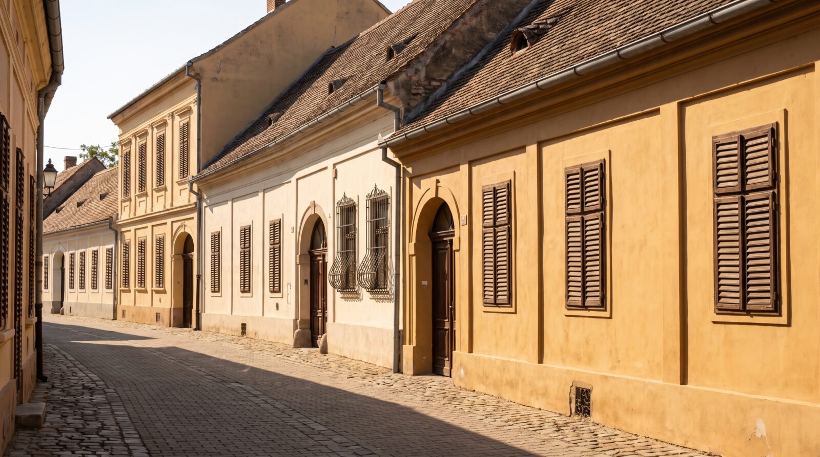A quiet street lined with older buildings in Sremski Karlovci