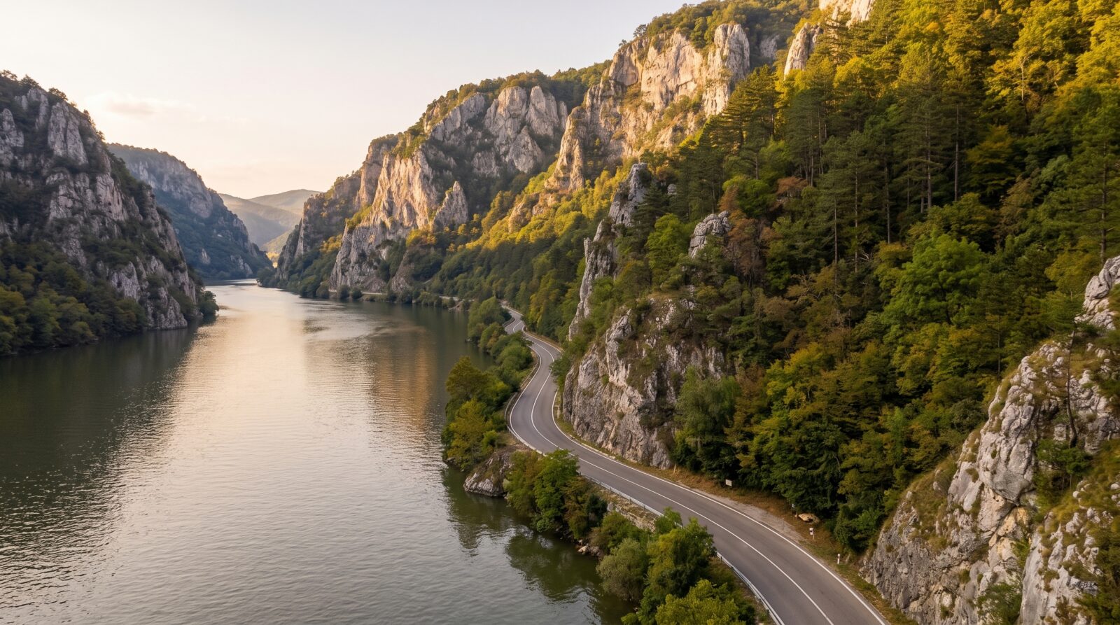 A riverside approach path through the village of Boljetin, leading toward the Danube