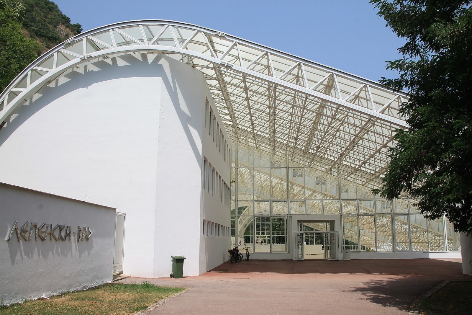 The shelter structure built over the excavated site of Lepenski Vir beside the Danube