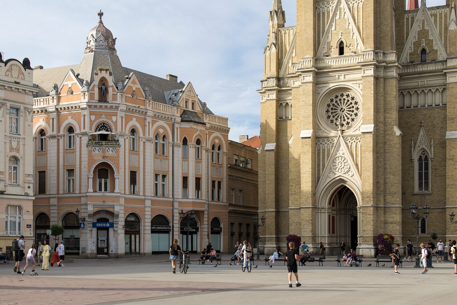 Liberty Square in Novi Sad, with the City Hall and the Cathedral of the Name of Mary facing each other