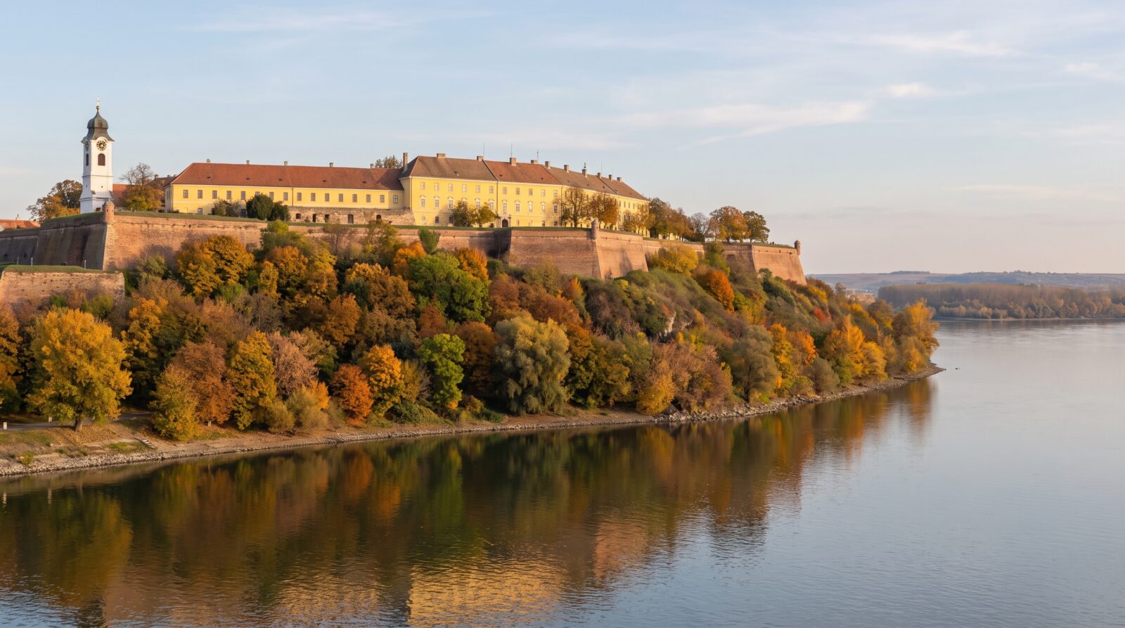 Petrovaradin Fortress above the Danube in Novi Sad in autumn