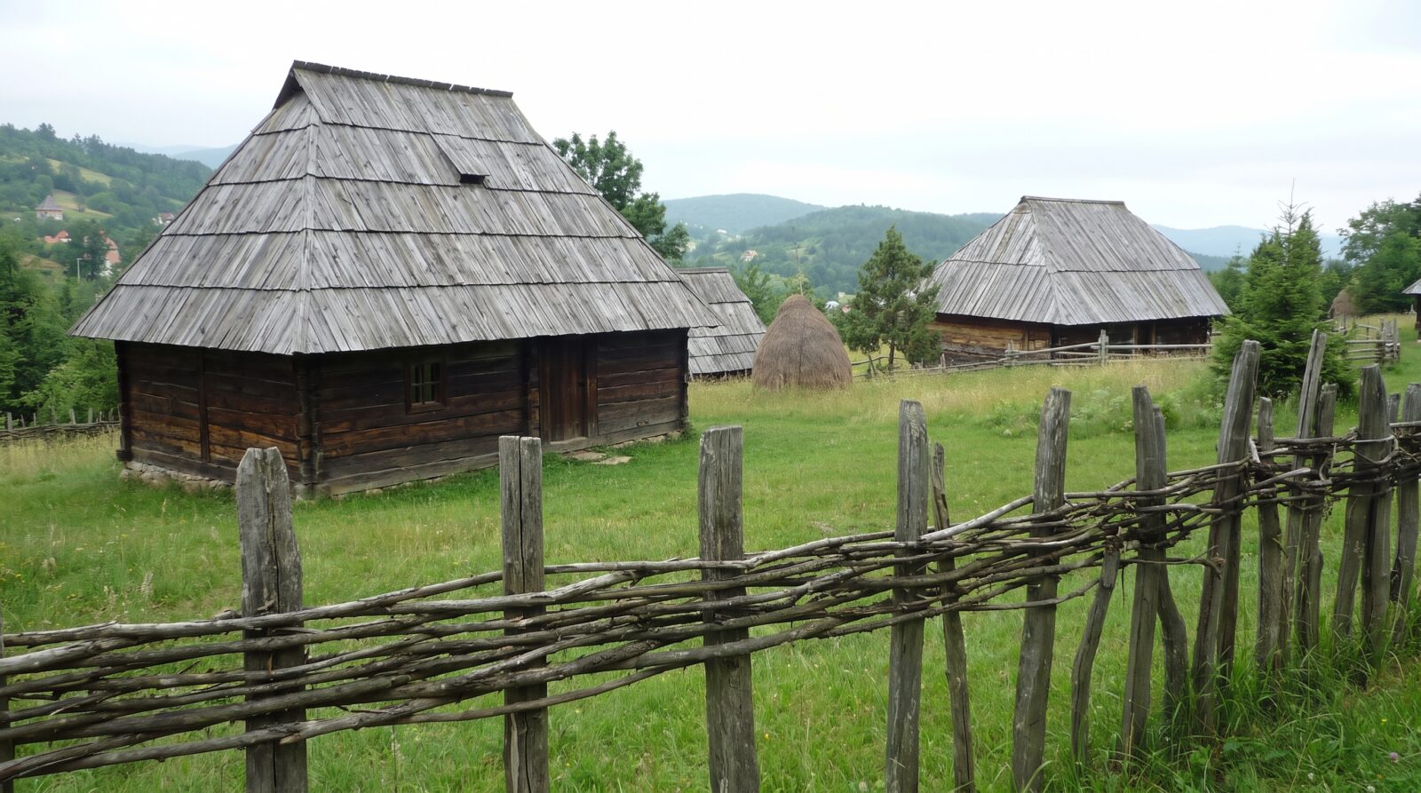 Preserved village houses at the Sirogojno open-air museum