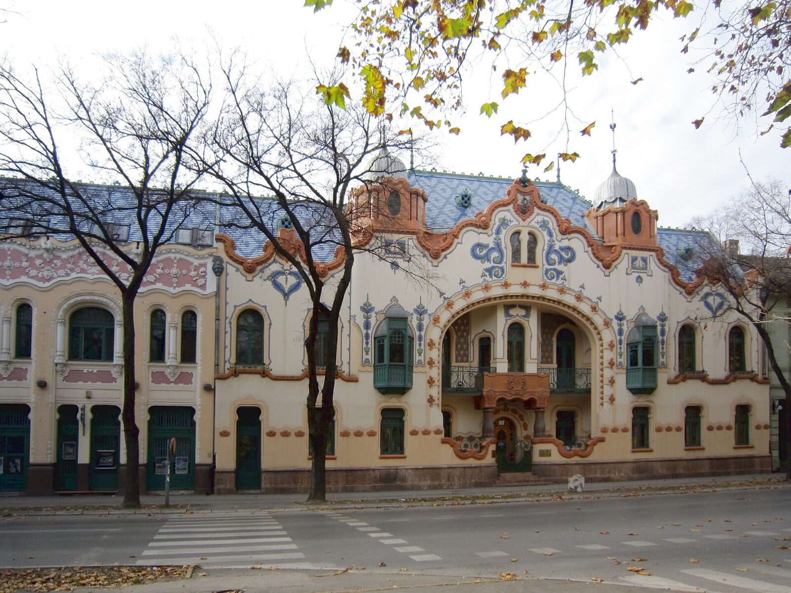 The Raichle Palace facade in Subotica, decorated with Zsolnay ceramics and Murano glass mosaics