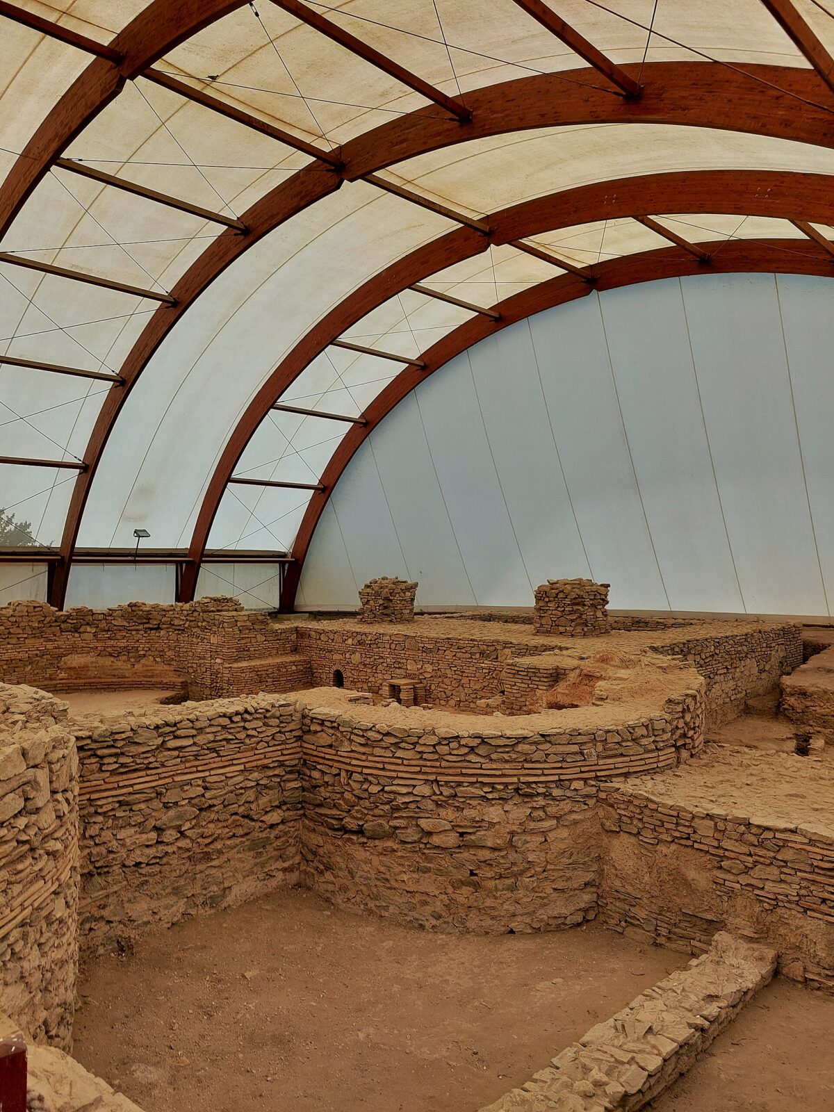 The excavated fields of the Viminacium archaeological park beside the Danube near Kostolac